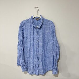 Flax Blue Linen Button Down Top